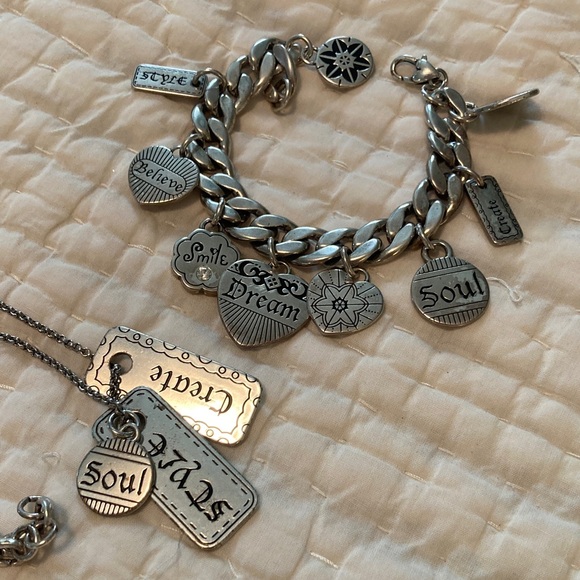 Brighton Jewelry - Brighton Vintage Silver Charm Bracelet and Necklace Set, collectible pieces!